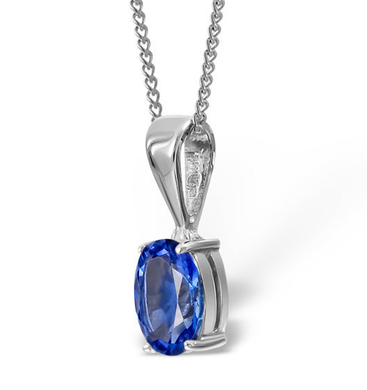 Tanzanite 7 x 5mm 18K White Gold Pendant Necklace